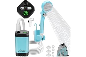 WADEO Ducha de Camping portátil con batería y Bomba, Ducha de Camping con batería Recargable 6000/8000mAh, duchas móviles de Exterior con alcachofa y Manguera, para Camping Viajes jardín Coche Lavado