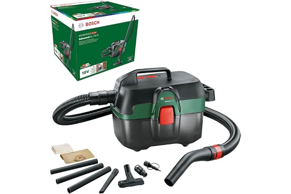 Bosch Aspirateur d’Eau et poussière sans Fil AdvancedVac 18V-8 (sans Batterie, système 18V, Set d’Accessoires Inclus, dans Un Emballage en Carton)