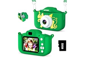 ASTGMI kamera cyfrowa dla dzieci, aparat cyfrowy 2,0 cala, mini kamera dziecięca z możliwością ładowania kamera prezent zabawka dla dziewczynek chłopców od 3 do 10 lat, wideo HD 1080p (ciemnozielony)