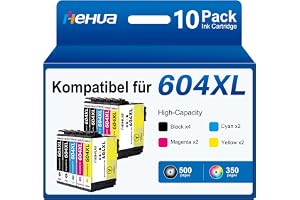 hehua Bläckpatroner Kompatibla för Epson 604XL Cartridges (10-Pack)