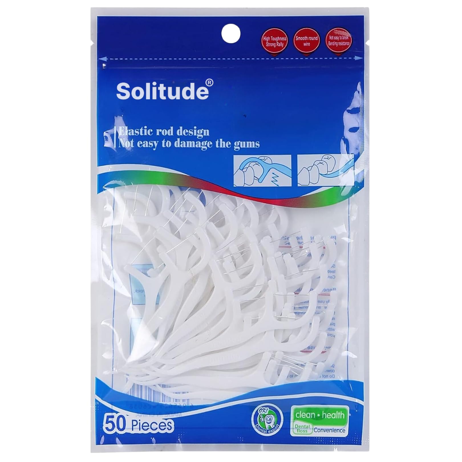 Solitude 3 in 1 Tooth Cleaning Dental Floss Fresh Toothpick Cleaners, Disposable Teeth Flossing Thread Toothpicks with tongue