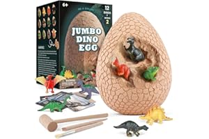 Jokooan Uova Dinosauro Grande, Kit di Scavo, Include 14 Dinosauri Fossil Archeologico Scienza STEM Giocattoli Montessori per Bambini dai 6 anni+