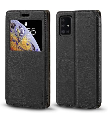 Coque à Rabat Cuir PU Wiko View 3 - Fenêtre Visible, Aimant Invisible, Support Vidéo (Marron)