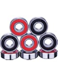 Cuscinetti del Pattino e Longboard Rullo Cuscinetto da Skate 608 2RS, Doppia Schermati, Rosso e Nero, 8 Pezzi