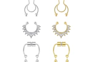 LAURITAMI Fake Nose Rings Faux Septum Peircing Non Pierced Clip On Nose Earrings Hoops Jewelry Stainless Steel 20G 18G 16G