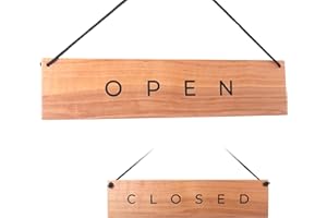 TOROS STORE Modern Wooden Open Closed Sign - Double-Sided Open Sign for Window or Door, Vintage Style Wood Closed Sign, Open and Closed Signs for Business, Decorative Open-Closed (Beige)