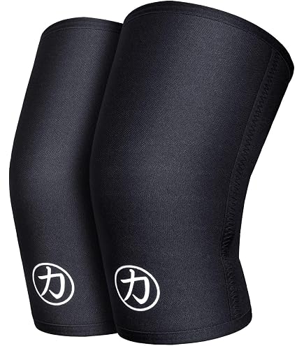 Ginocchiere da 7mm (1 Paio) - Ginocchiera di Supporto Ad Elevate Prestazioni per Sollevamento Pesi, Powerlifting & Crossfit - La Miglior Cinghia & Fascia per Il Ginocchio (S, Nero/Nero