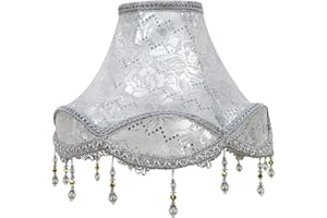 Eastlion 45 cm retro pałac wisiorek abażur ręcznie wykonany wisiorek UNO lampy stołowe, lampy podłogowe, lampy ścienne, abażur, nadaje się do lampy E14/E27 18 x 45 x 32 cm, srebrny