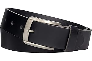 V VASCAVI Vascavi ® Schwarzer Ledergürtel aus Rindleder, 4 cm breit und ca. 3-4mm stark, kürzbar, echt Leder, Made in Germany, für Damen und Herren #4-0008