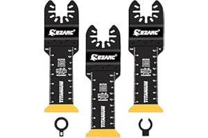 EZARC 3 tlg Multitool Sägeblätter Titan extra lange Oszillierende Sägeblätter zum Schneiden von Metall, Holznägeln, Schrauben Universal Schnellwechsel Oszillierendes Zubehör Multifunktionswerkzeug