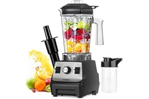 OMMO Professionale Frullatore 1800W, 1.8L Frullatore per Frullati e Smoothie, 1 Bottiglie Sportive da 300 ml, Regolazione libera della velocità, Lavabile in lavastoviglie, 24000 giri/min, senza BPA
