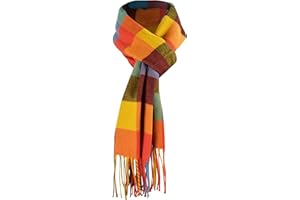 UMIPUBO Men's Scarves Classic Cashmere Wool Touch like Scarf Plaid Tartan Reversible Check Tassel Ends Solid Long Winter Scarf