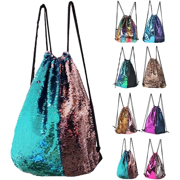 Kandharis Turnbeutel Mit Wende-Pailletten – Glitzer-Rucksack Mit Farbwechsel, 49x39 Cm, Ideal Für Schule & Sport