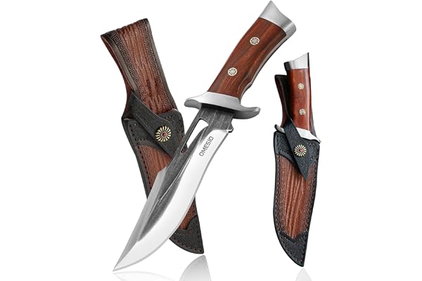 Omesio Fast Bladkniv Full Tang Jaktkniv Skida Outdoor 11,22 tum | Robust fastbladskniv med Full Tang-design och slida, stor jaktkniv för camping, jakt och friluftsliv
