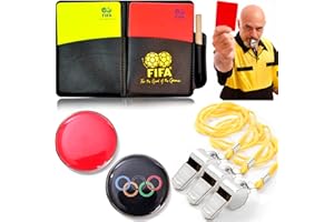 behone Zestaw sędziów z 3 metalowymi gwizdkami sędziowskimi, czerwono-żółta, kartami sędziowskimi, kartami sportowymi, sędziowskimi, zestaw do gry w piłkę nożną