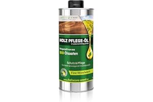 HeliaCARE BIO Holzöl "Fine Woodwork" (1L) - Farbloses Holzpflegeöl/Möbelöl für den Innenbereich - Ideale Holzpflege in Lebensmittelqualität - 100% natürliches Holz Öl direkt aus Deutschland