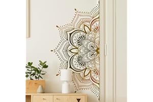 ‎COVPAW COVPAW Wandtattoo Wandaufkleber Mandala Gold Gelb Wohnzimmer Schlafzimmer Wandsticker Wandbild Boho Style Flur Yoga Wanddeko (Mandala B)