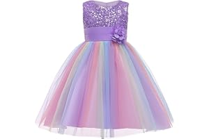 YILEEGOO Girls Dresses Flower Girl Wedding Party Sequins Princess Dress Birthday Tutu Formal Gown Prom Dress