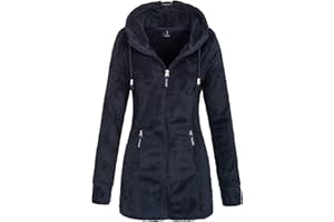 Sublevel Damen Teddyfleece-Jacke Mantel LSL-357 mit Kapuze