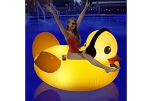 DeeprBetter Gonfiabile Piscina Adulti, Gonfiabile Mare Papera con Luce ad Energia Solare, Gonfiabile per Gigante Piscina Adulti con Portabicchieri Maniglie, Gonfiabile Mare Galleggiante per Piscina