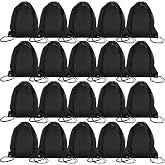 DAJAVE 20 Black Sports Bags with Drawstring, Waterproof PE Backpack for Sports, School, Gym, Travel, Swimming, Beach