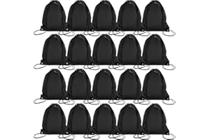 DAJAVE 20Pcs Turnbeutel Schwarz Kordelzugbeutel PE Beutel Kordelzug Turnbeutel Wasserdicht Schwimmbeutel Kordelzug Rucksack für Sport, Schule, Fitnessstudio, Reisen, Schwimmen, Strand