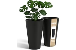 ActivoTex Maceteros Altos Interior. Macetero Grande Interior Maceta Alta Exterior y Terraza. 30 cm (2 uds) Macetero Decorativo de Plastico Jardinera Alta Maceteros Largos y Estrechos