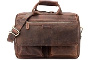 LEABAGS Leder Umhängetasche Herren & Damen I Echtleder Laptoptasche bis 15 Zoll I Messenger Bag mit Schultergurt I Schultertasche I Arbeitstasche I Tragetasche I Handtasche