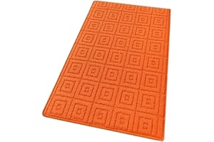 emmevi Alfombra de cocina 3D antideslizante de color liso, lavable, suave, absorbente, mod. EVITA 50 x 100 cm, naranja