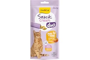 GimCat Snack Cream Duo Poulet et Citrouille – Délicieuse crème Double Snack pour Chats en portions Pratiques emballées Individuellement – Lot de 6 (6 x 15 g)