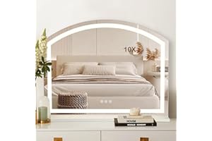 TRIOBLADE Vanity Mirror with Lights LED Lighted Up Makeup Mirrors with Dimmable 3 Modes and Brightness Adjustment Touch Screen Control 10X Magnifying Glass for Bedroom Dressing Room (60x50cm)