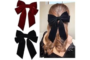 HOAAIGO 2 Pezzi Fermagli per Capelli con Fiocco, Mollette per Capelli In Velluto Grandi, Accessori Capelli Donna Francese Bowknot, Bow Hair Clip Raso a Coda Lunga Copricapo per Ragazze e Donne