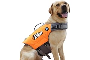 KAJILE Stile Sportivo Giubbotto di Salvataggio Per Cani Dai Colori Vivaci,Costume da Bagno per Cani,Gilet Galleggiante Per Canidi Regolabile Con Maniglia di Salvataggio Per Canidi,Arancione,L