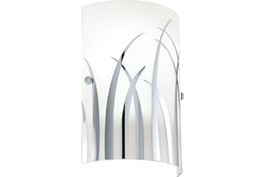 Eglo Indoor Wall Light Rivato, Elegant lamp Made of Steel and Glass with Grass Pattern, Living Room and Hallway Lighting Fixture, White Spotlight, E14 Socket