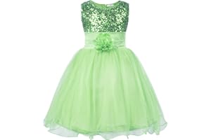 JerrisApparel niña Lentejuela Flor Princesa Vestido de Fiesta de cumpleaños de la Boda