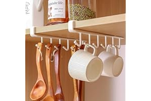 Jortmrd 3 Piezas Colgador Tazas Cuelga Tazas Metal Soporte Tazas con Ganchos Adhesivos para Colgar Tazas de Café, Tazas de té, Cucharas, Utensilios de Cocina(blanco)