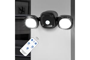 Toowell Lampada da esterno con sensore di movimento, lampada da esterno a batteria con telecomando, lampada a LED da esterno con batteria, impermeabile, per esterni, garage, giardino, BDSL-RC231229