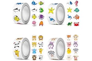 ZHOUHON 2000 sztuk zwierząt morskich, naklejki nagradzające zwierzęta, rolka nauczyciela, naklejka z kreskówki, nagroda nauczyciela, motywacyjne naklejki na prezent urodzinowy