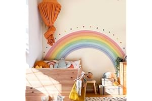 Neukids Large Rainbow Sticker and Polka Dot Decals Watercolor Children's Wall Stickers Girls Wall Decals Nursery Stickers for Kids Bedrooms Livingroom Kindergarten Window Wall Decor 192x112cm