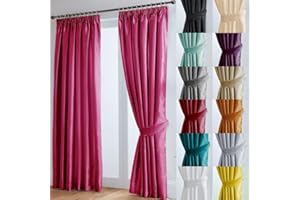 John Aird Luxury Faux Silk Fully Lined Pencil Pleat Curtains With Matching Tie Backs (Fuchsia, 168cm Width x 229cm Drop (66"x 90")