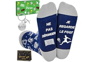 PIROO Chaussettes Drôles Chaussettes Homme Rigolote, Chaussettes Amusantes Fantaisie Pour les fans de Football Cadeau Noël Papa Amie Famille Fête des Pères