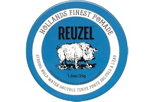 Reuzel Blå Pomada med starkt grepp, Pomada med starkt grepp för hög glans Vattenlöslig med vaniljdoft 1,3 oz/35 g