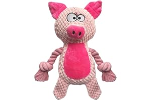 YUREMEEY Jeux Squeak pour chiens, jouets à mâcher pour chiots, jouets en peluche résistants, interactifs - Convient aux petits et moyens chiens, porc