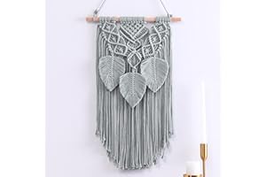 EPODA Large Macrame Wall Hanging, Handmade Macrame Decorations, Boho Decor for Bedroom and Living Room Decoration (Grey)