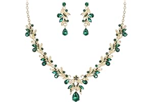 Clearine Parure Bijoux Femme Mariage pour Bal de Fin d'année Cristal Feuille Fleur Collier Boucles d'oreilles Clair Ton d'argent
