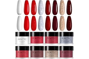 Aokitec 8 Colors Dip Powder, Dipping Acrylic Nail Set, French Powder Pro Collection System Nail Art Starter Manicure Salon DIY at Home, Odor-Free&Long-Lasting, No Needed Lamp Curing