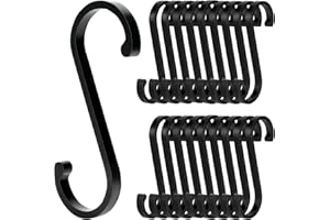 MIHURO S Haken 20 Stück Zum Einhängen - Schwerlast Aluminium Küchenhaken Hochwertig Schwarz Wasserdicht für Küche, Schlafzimmer, Büro, Balkon