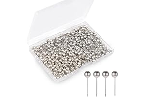 Shpucise 400Pcs World Map Push Pins Round Drawing Pins, Travel Map Small Thumb Tacks, Marking Pushpins for Cork Board Notice Bulletin Picture Photo Home Office School Craft DIY (Gold)