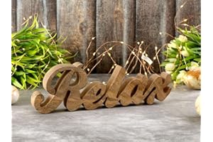 Amago home Schriftzug Holzfigur Relax B28x9cm Dekoschrift Mangoholz massiv