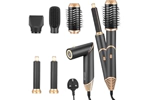 Nuision 5 in 1 Hot Air Styler, Hair Dryer Brush for Hair Styling, Hot Air Brush Auto Hairstyler Hairdryer, [60000 RPM] High-Speed Ionic Hairdryer for Volumizing, Curling, Straightening, All Hair Types